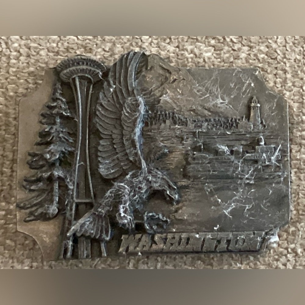 Antique Cast Metal Washington Belt Buckle